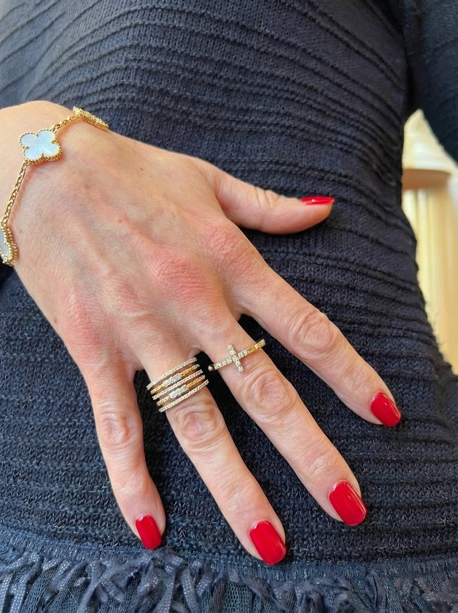 Diamond cross eternity Rosary Ring