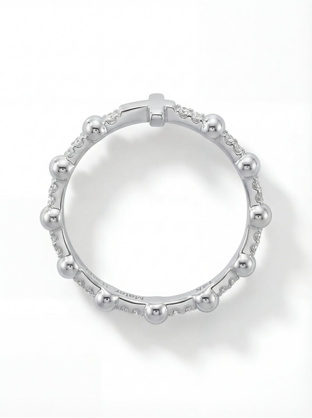 Classic Cross — Eternity Gold and Diamonds Rosary Ring