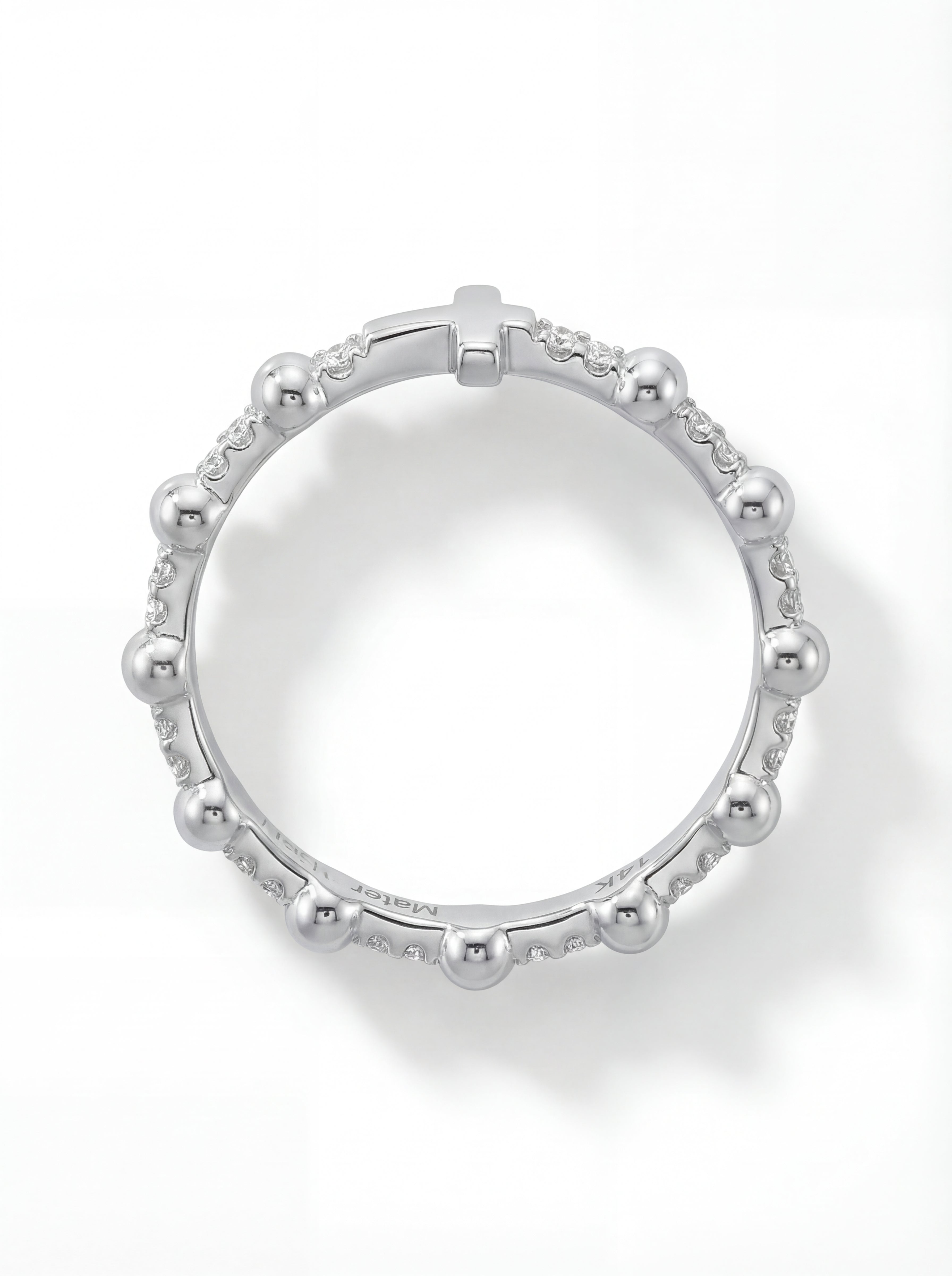 Classic Cross — Eternity Gold and Diamonds Rosary Ring