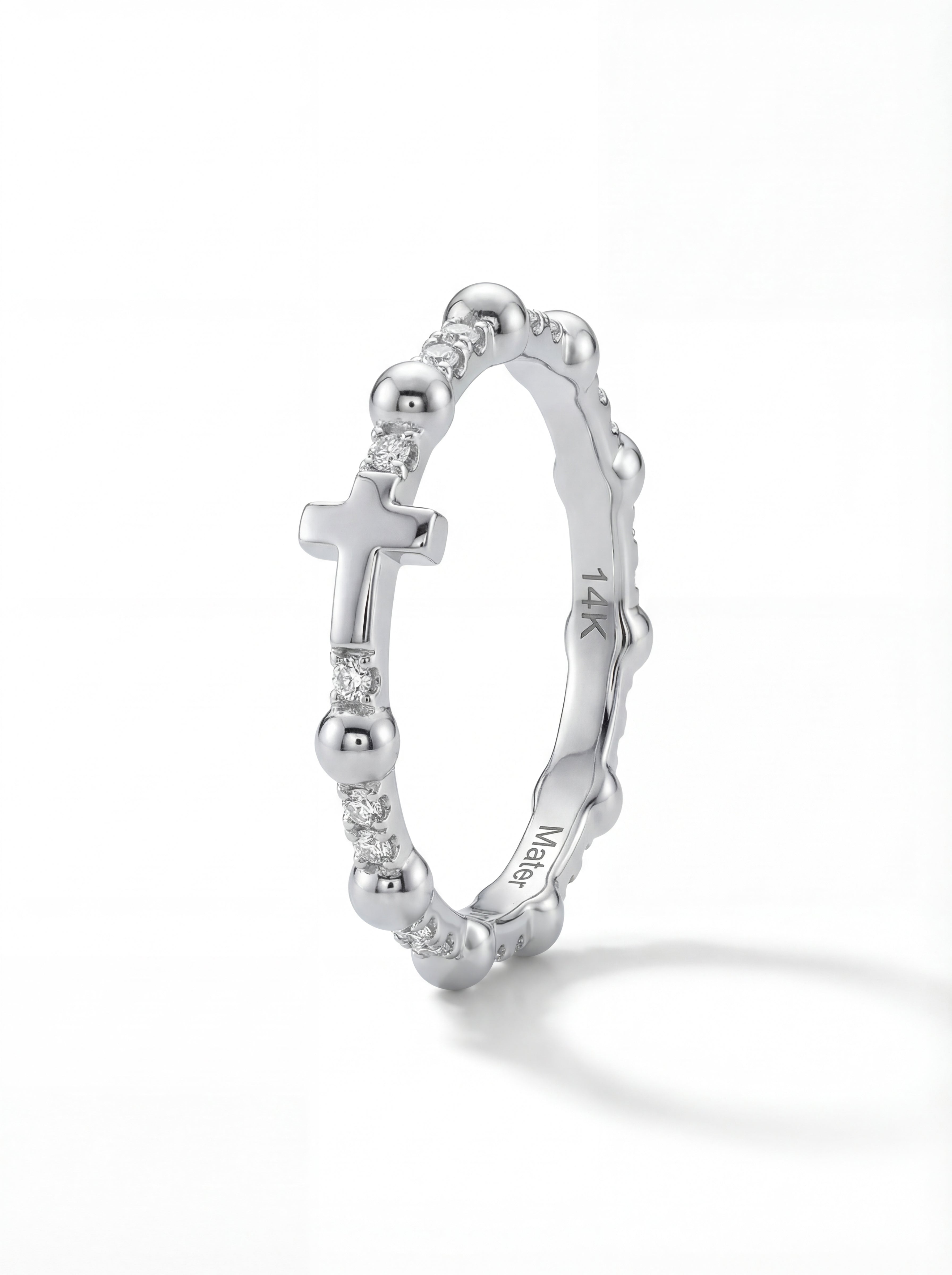 Classic Cross — Eternity Gold and Diamonds Rosary Ring