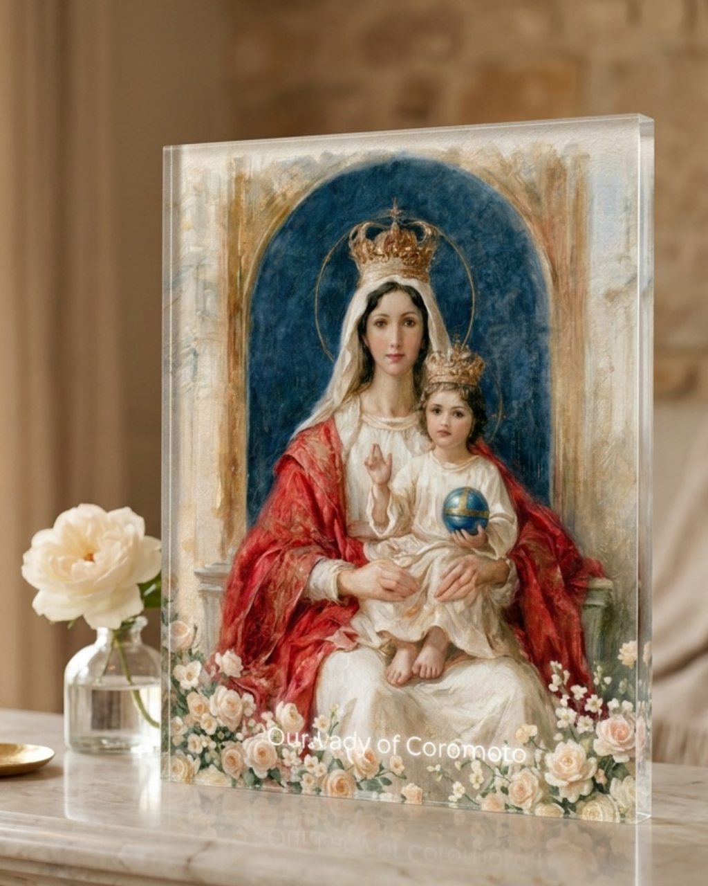 Marian Art - Our Lady of Coromoto - acrylic frame