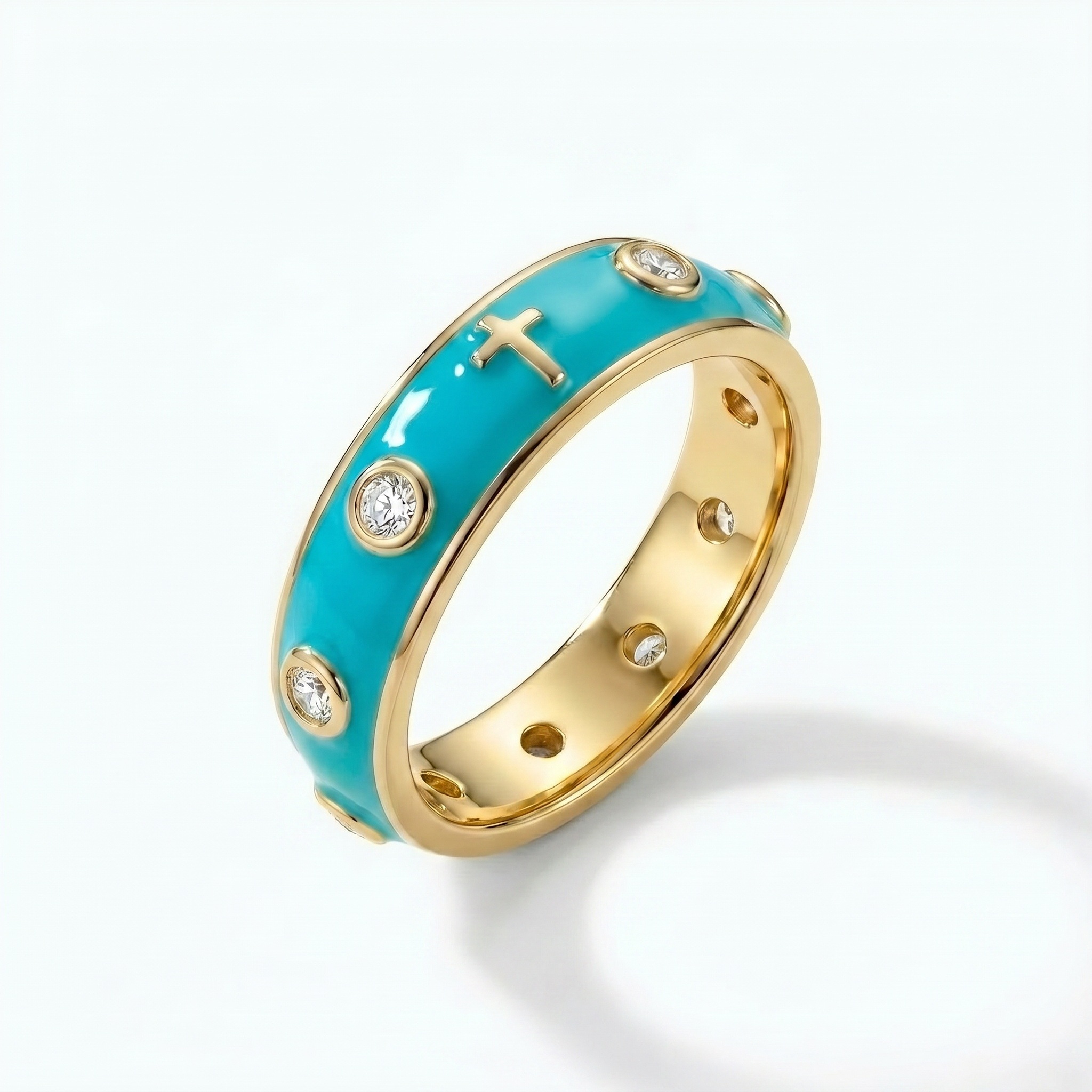 Enamel Rosary Ring - Light Blue