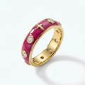 Enamel Rosary Ring - Deep Pink (Fuchsia)