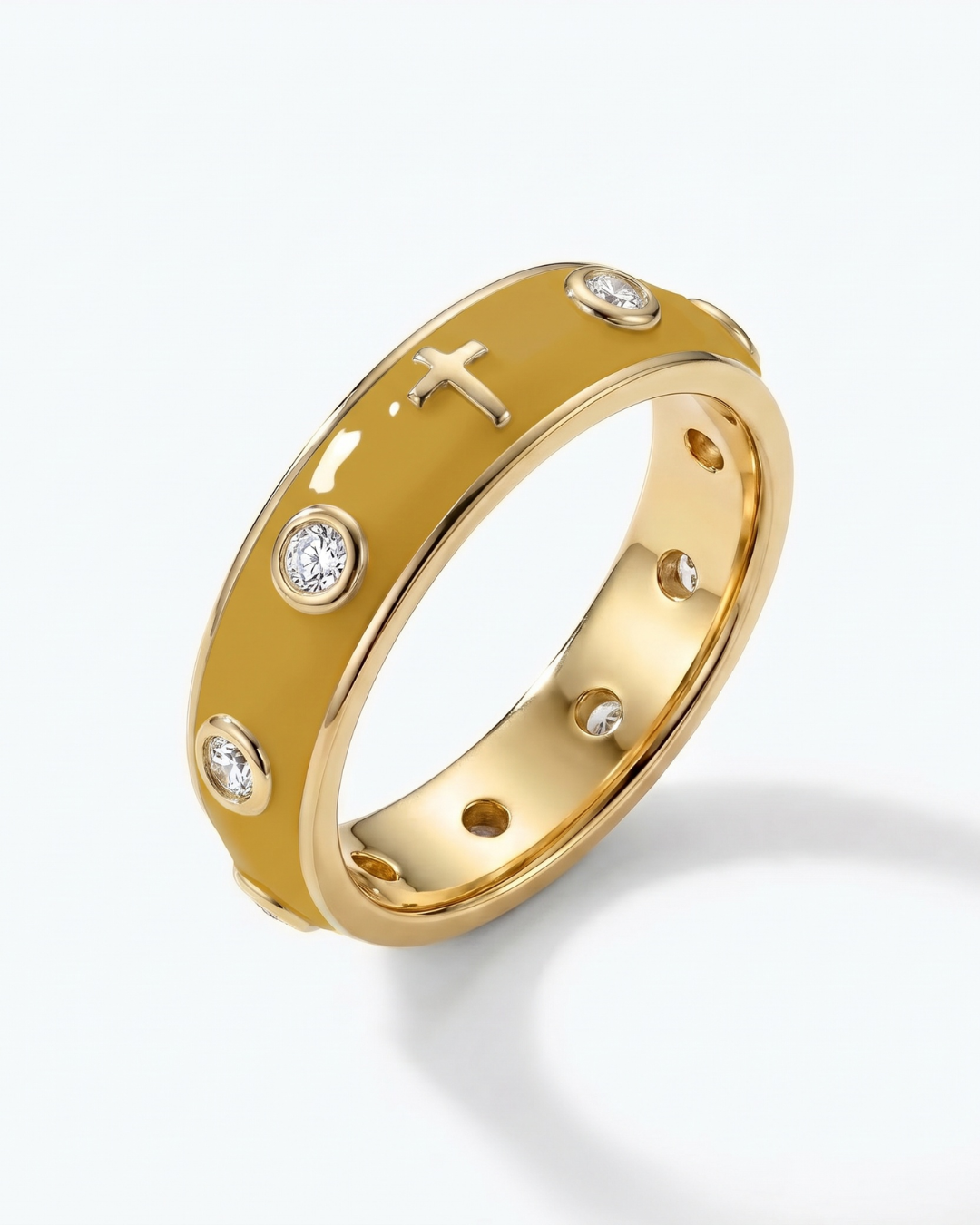 Enamel Rosary Ring - Mustard