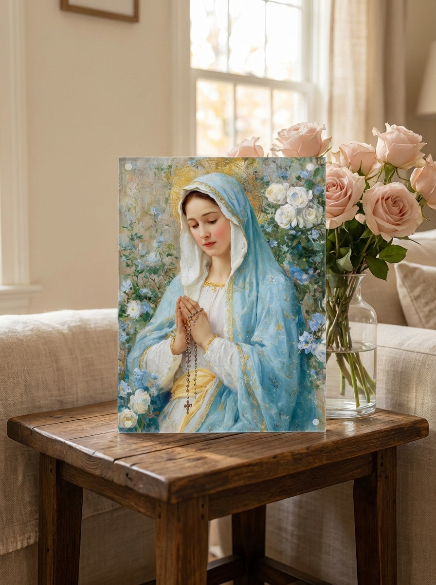 Marian Art - Our Lady of the Rosary - acrylic frame