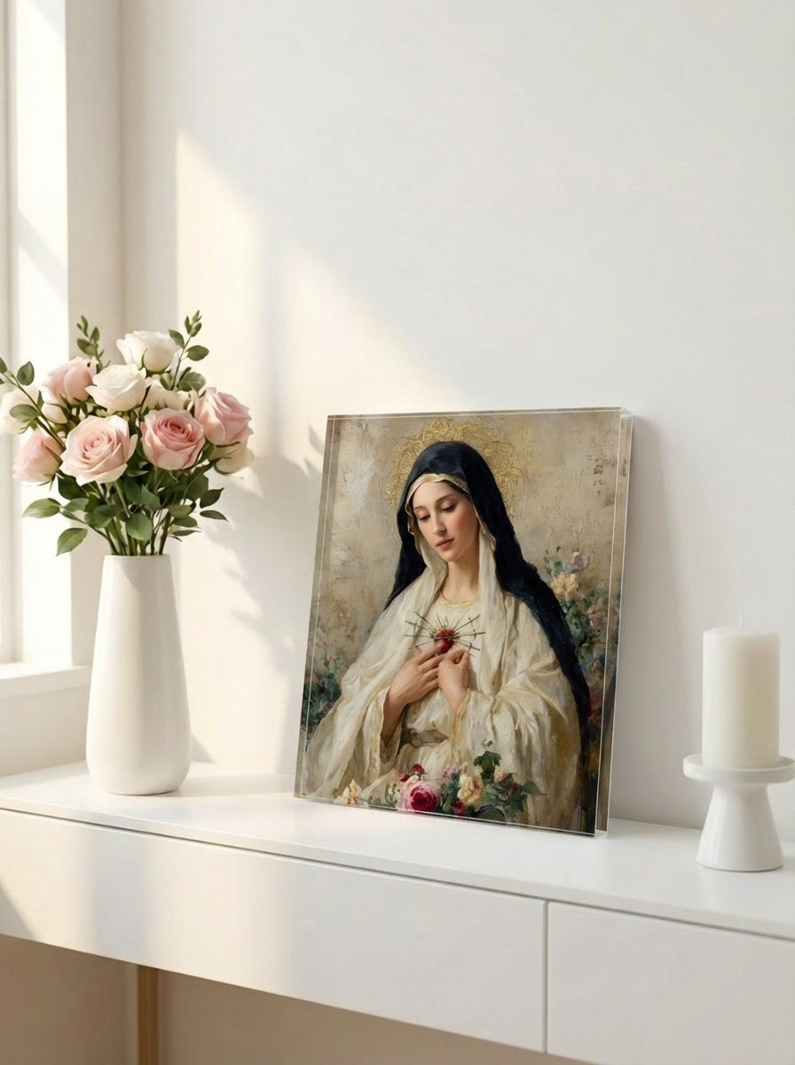 Marian Art - Our Lady of Sorrows - acrylic frame