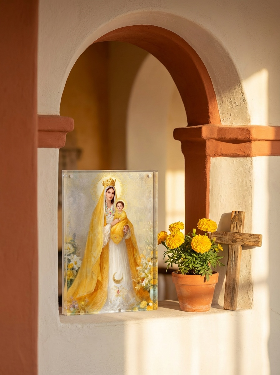 Marian Art - Our Lady of Chiquinquirá - acrylic frame