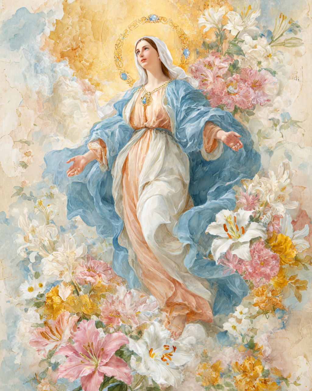 Marian Art - Our Lady Queen of Heaven - acrylic frame