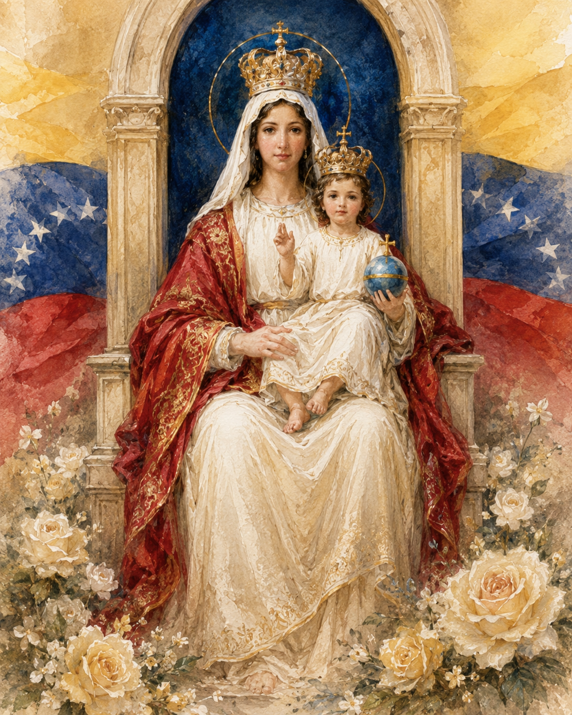 Marian Art - Our Lady of Coromoto - Venezuela - acrylic frame