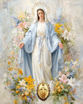 Marian Art - Our Lady of Grace (Miracle Medal) - acrylic frame