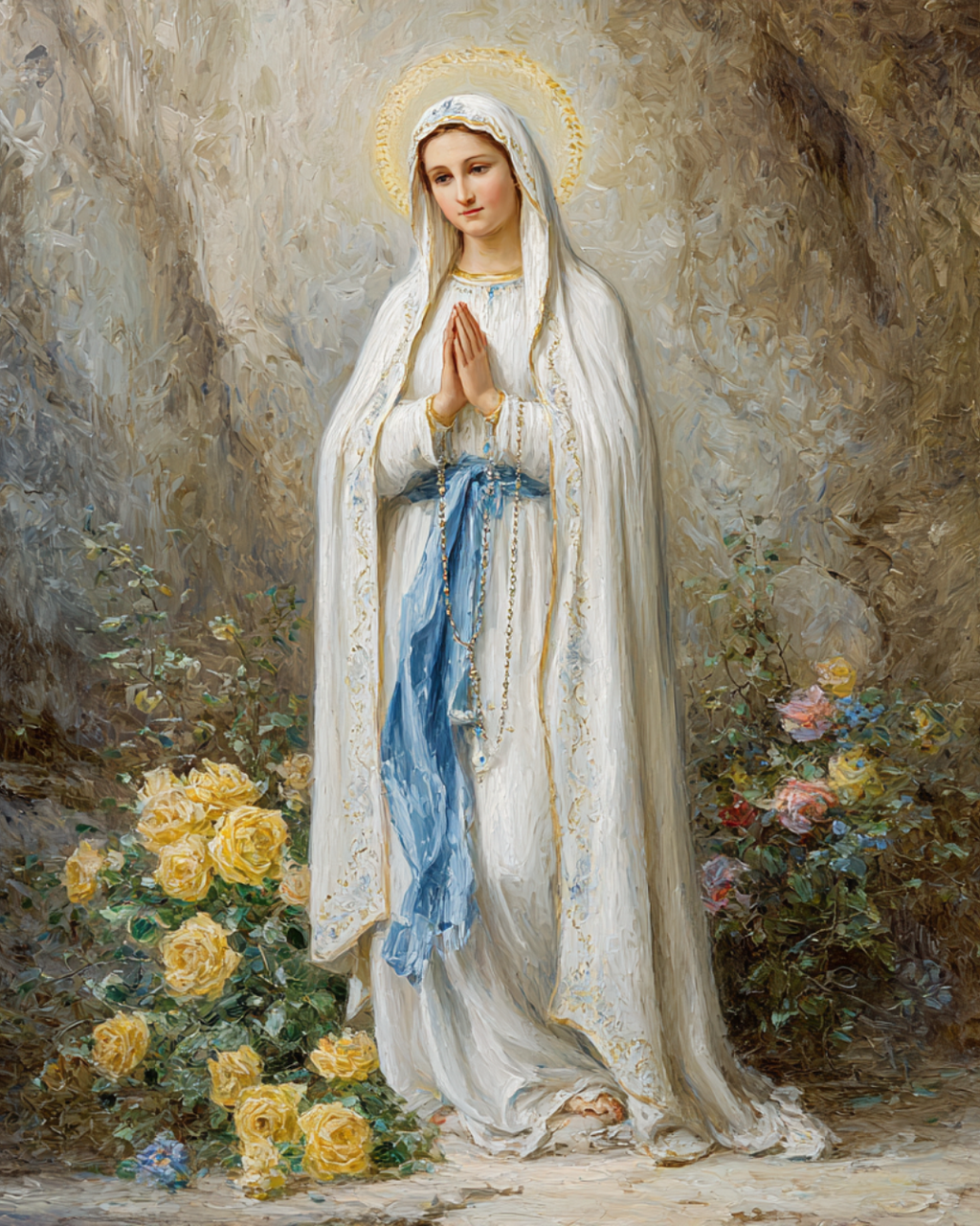 Marian Art - Our Lady of Lourdes - acrylic frame