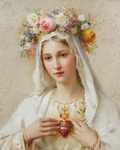 Marian Art - Our Lady of the Sacred Heart - acrylic frame