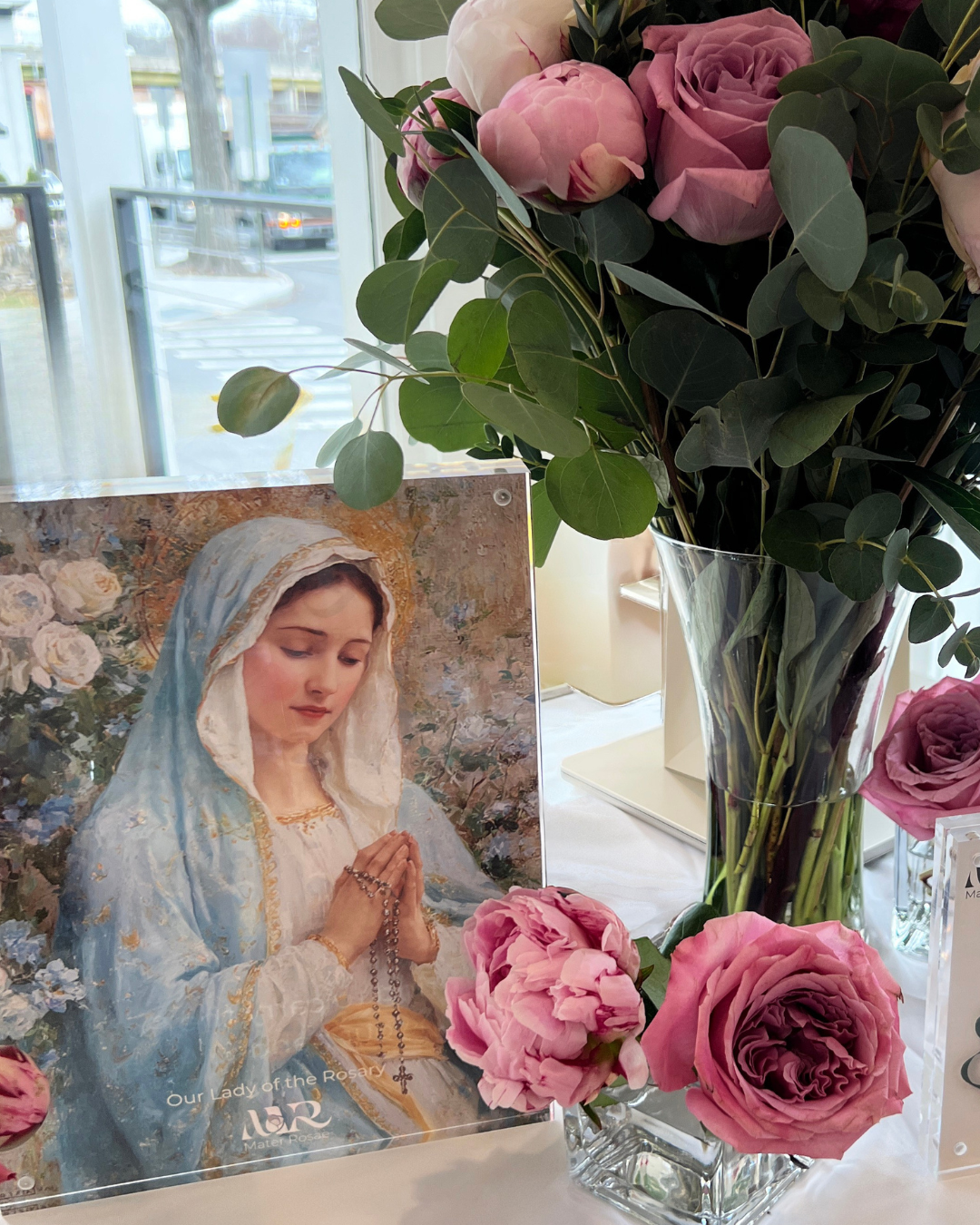 Marian Art - Our Lady of the Rosary - acrylic frame