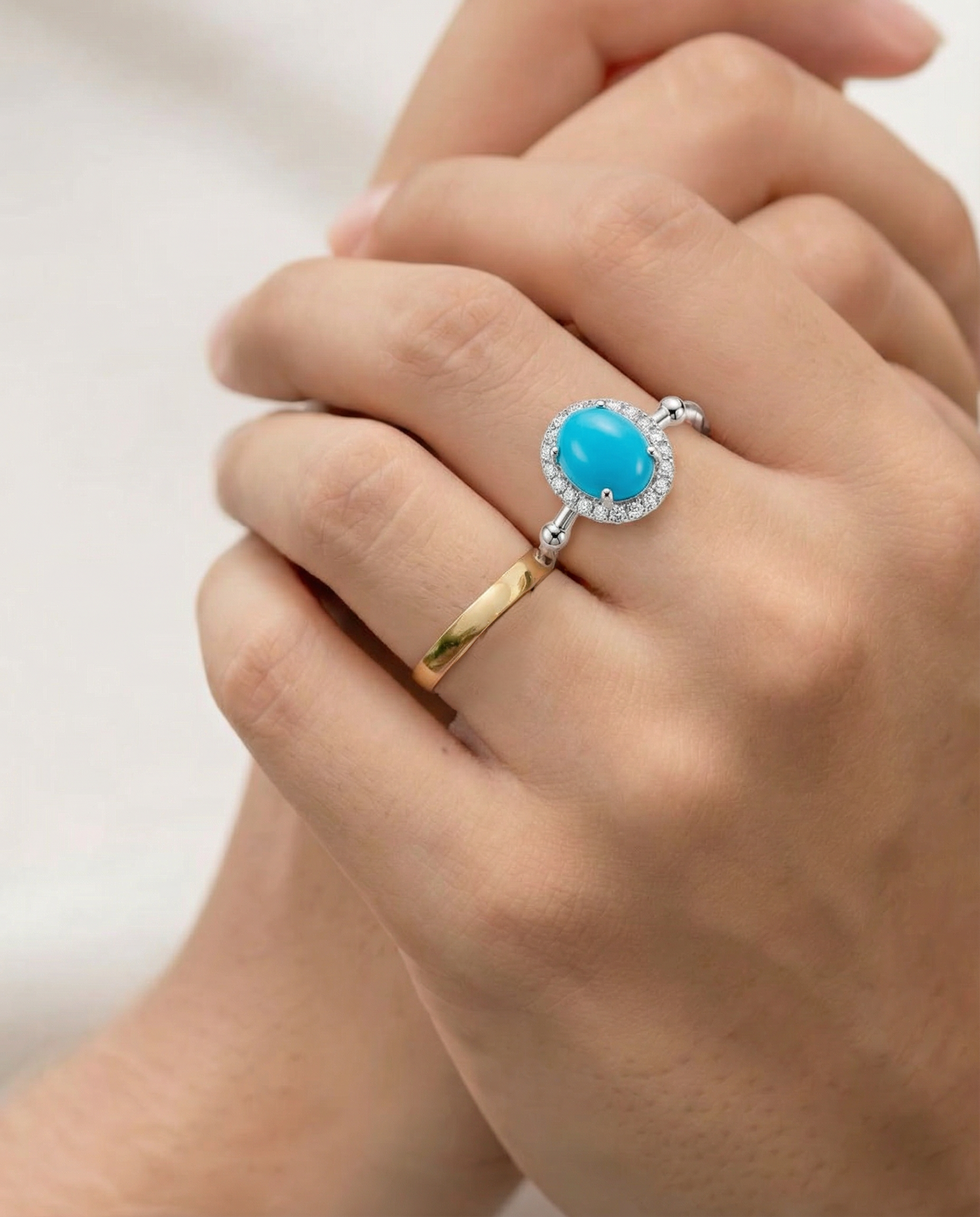 Turquoise Halo — Beaded Rosary Ring