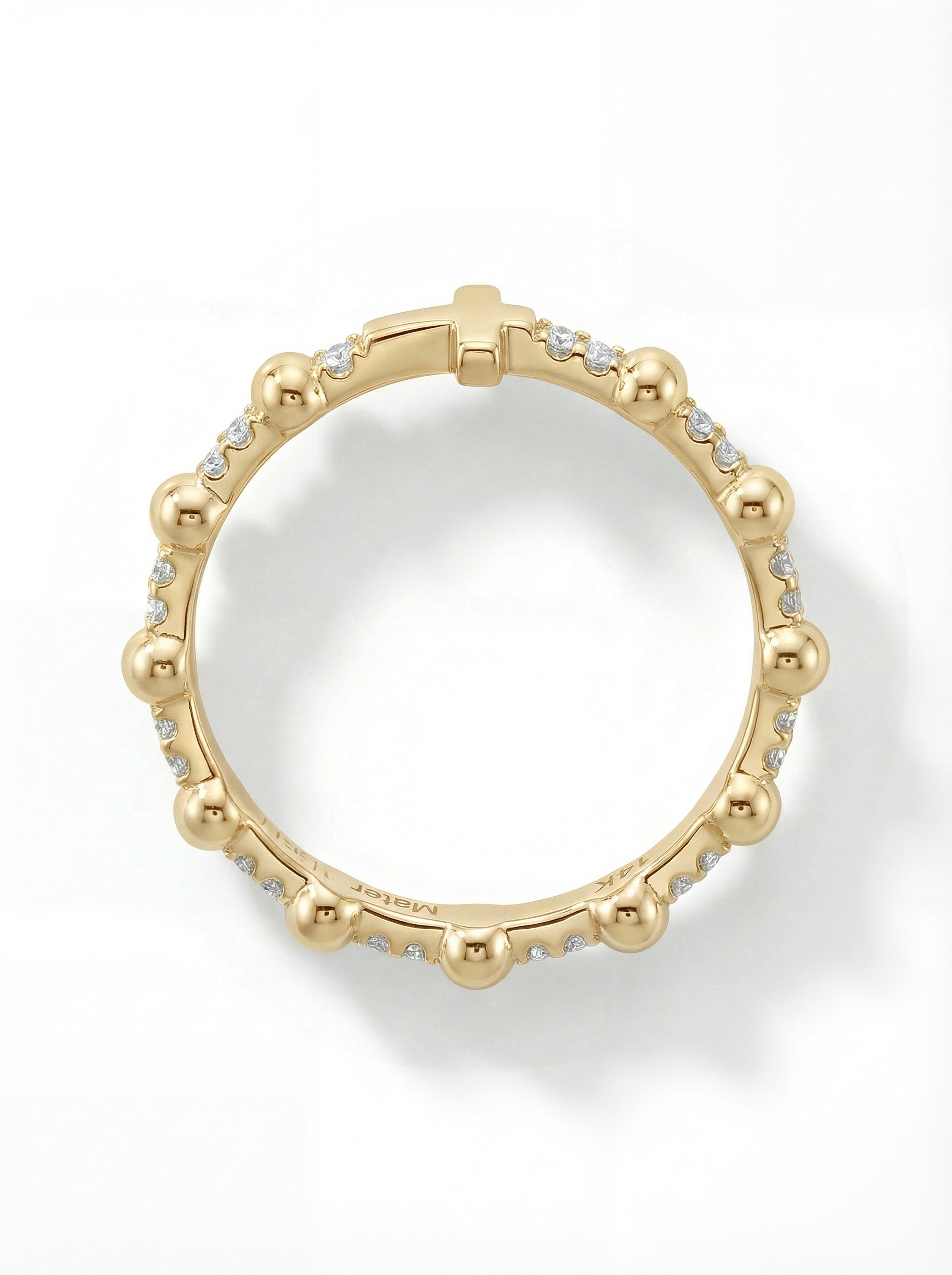 Classic Cross — Eternity Gold and Diamonds Rosary Ring