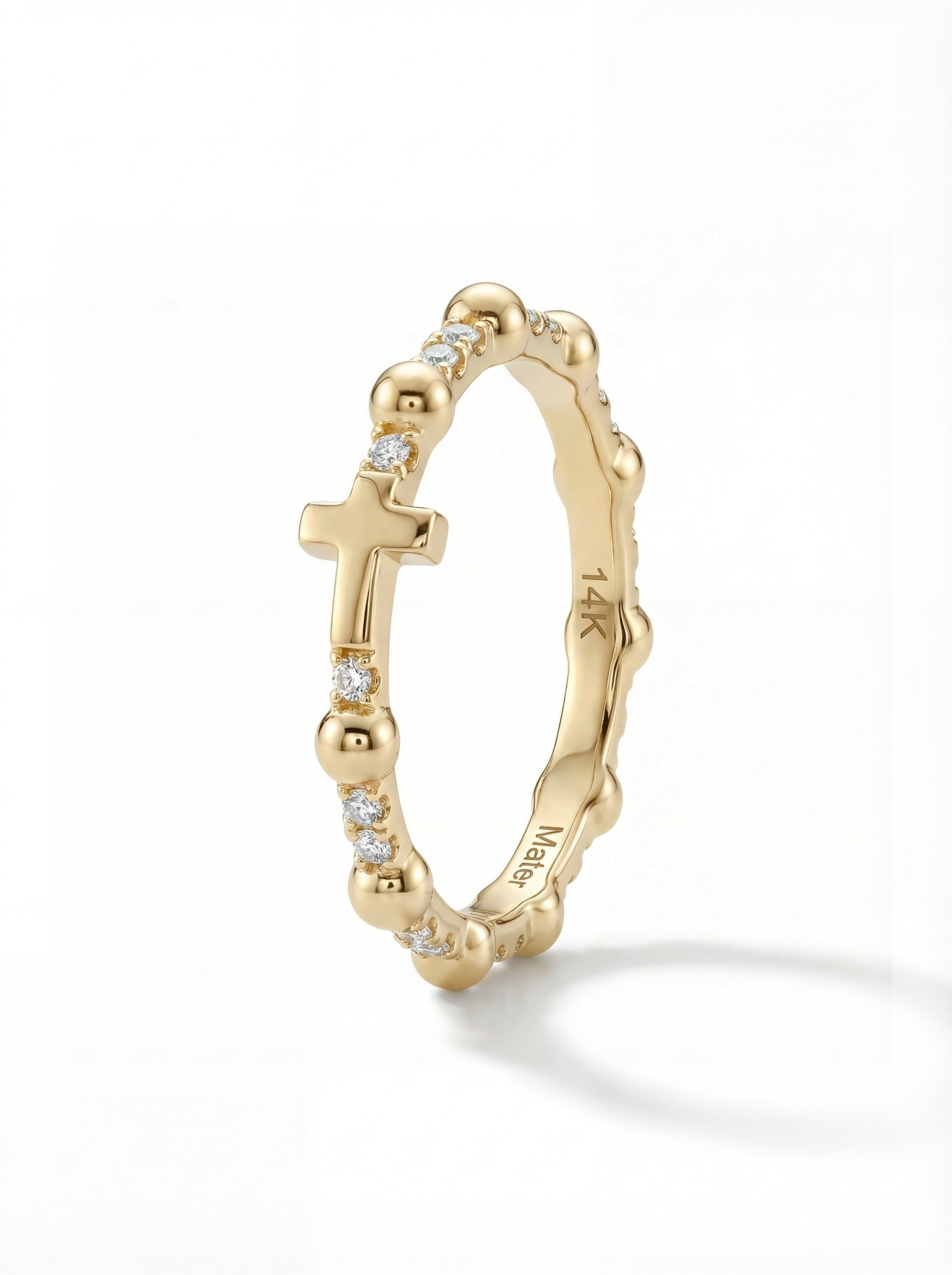 Classic Cross — Eternity Gold and Diamonds Rosary Ring