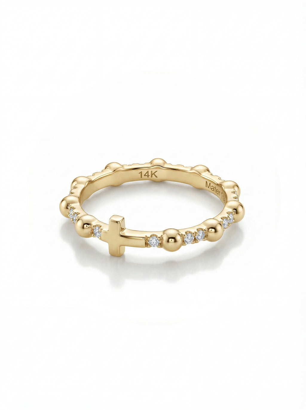 Classic Cross — Eternity Gold and Diamonds Rosary Ring