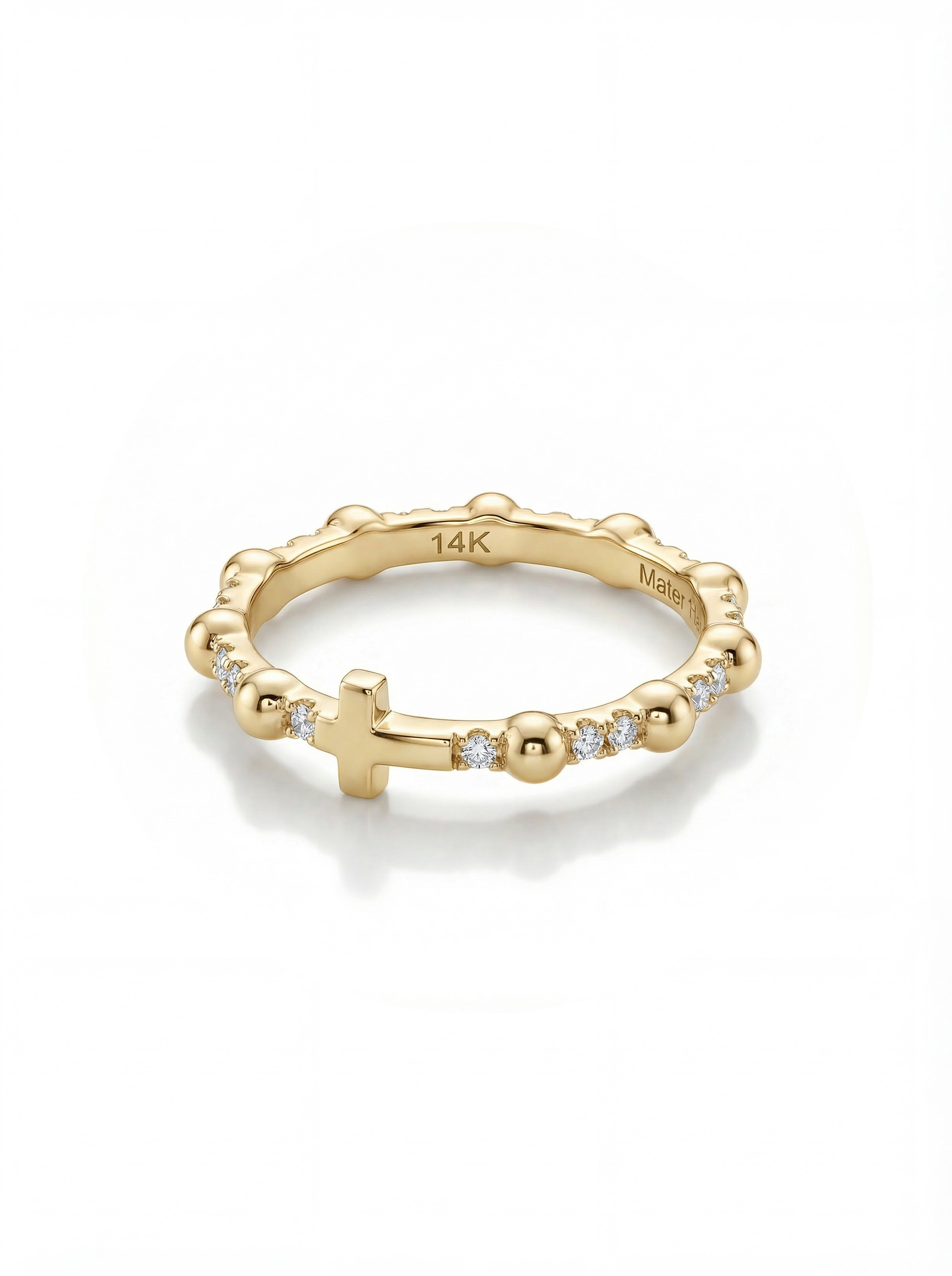 Classic Cross — Eternity Gold and Diamonds Rosary Ring
