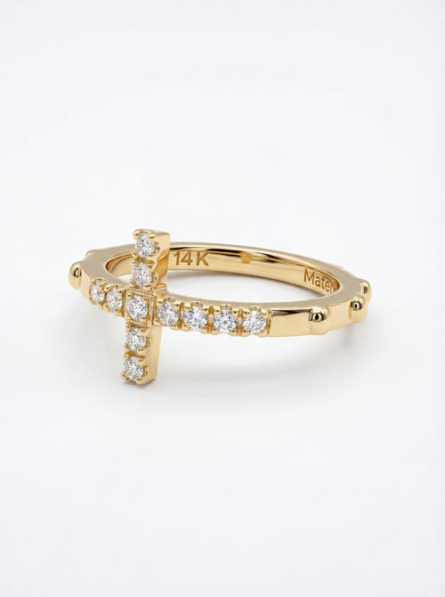 Diamond Cross — Signature Rosary Ring