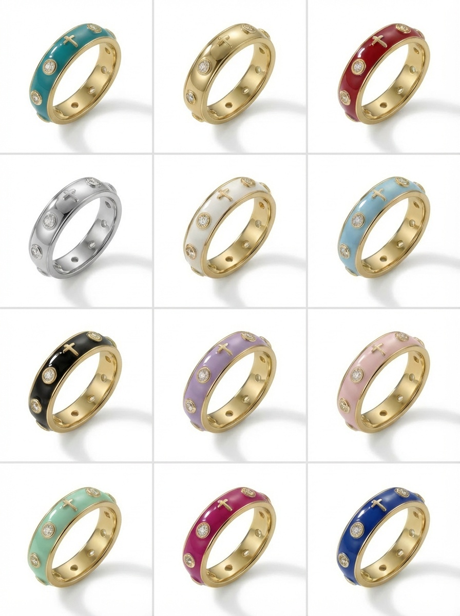 Enamel Rosary Ring - Blue