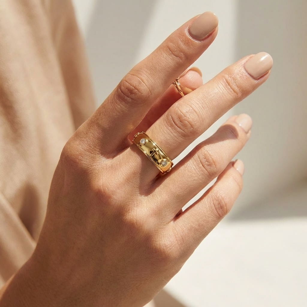Enamel Rosary Ring - Gold