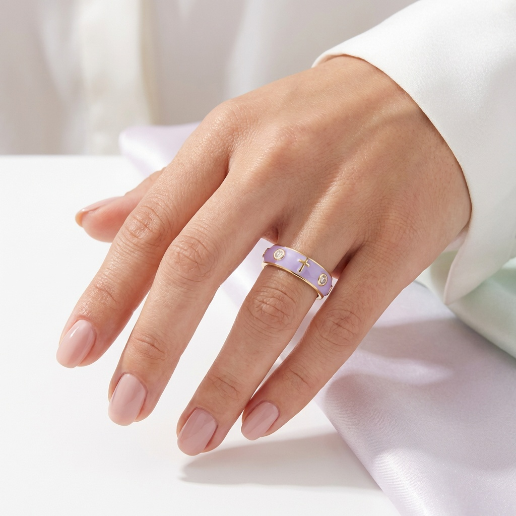 Enamel Rosary Ring - Lavender