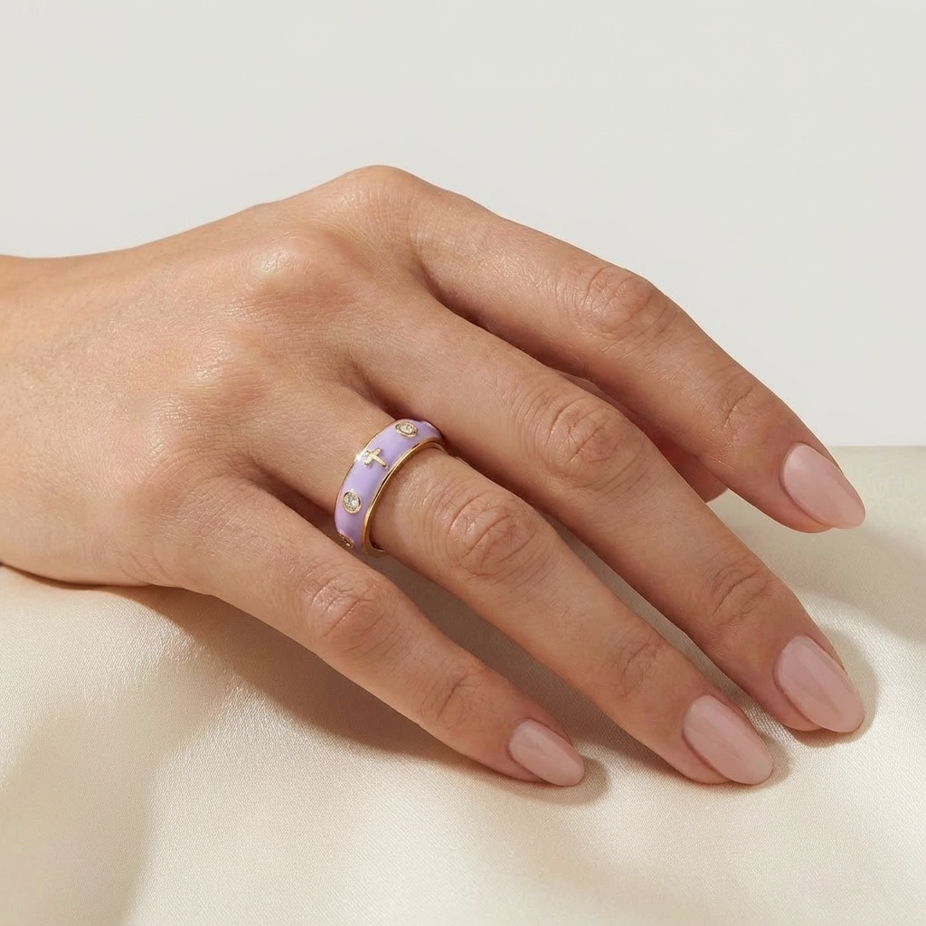 Enamel Rosary Ring - Lavender