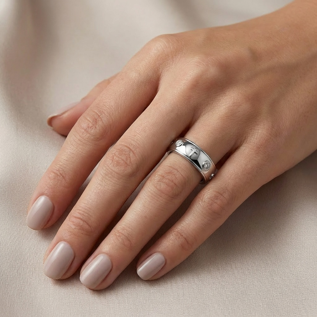 Enamel Rosary Ring - Silver