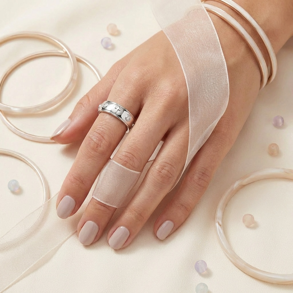 Enamel Rosary Ring - Silver