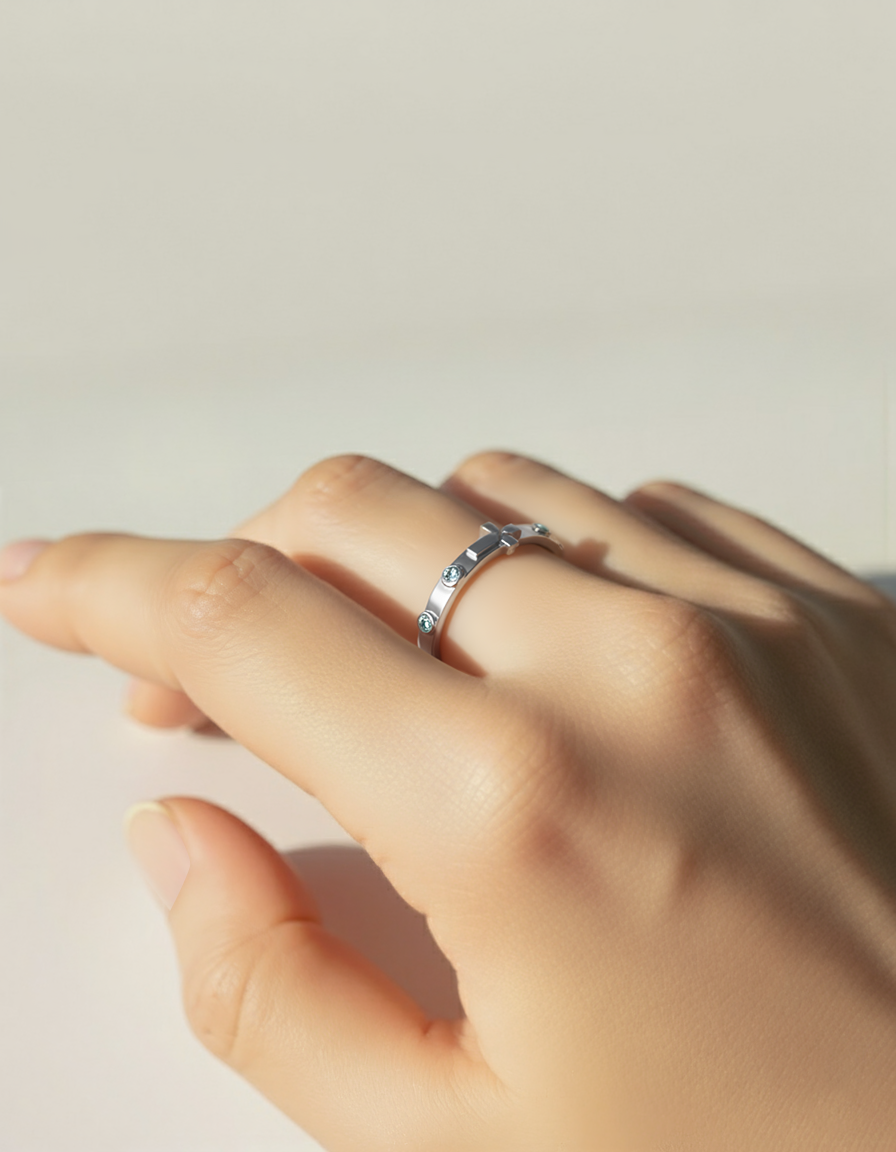 The Immaculate Ring - Rhodium covered Sterling Silver