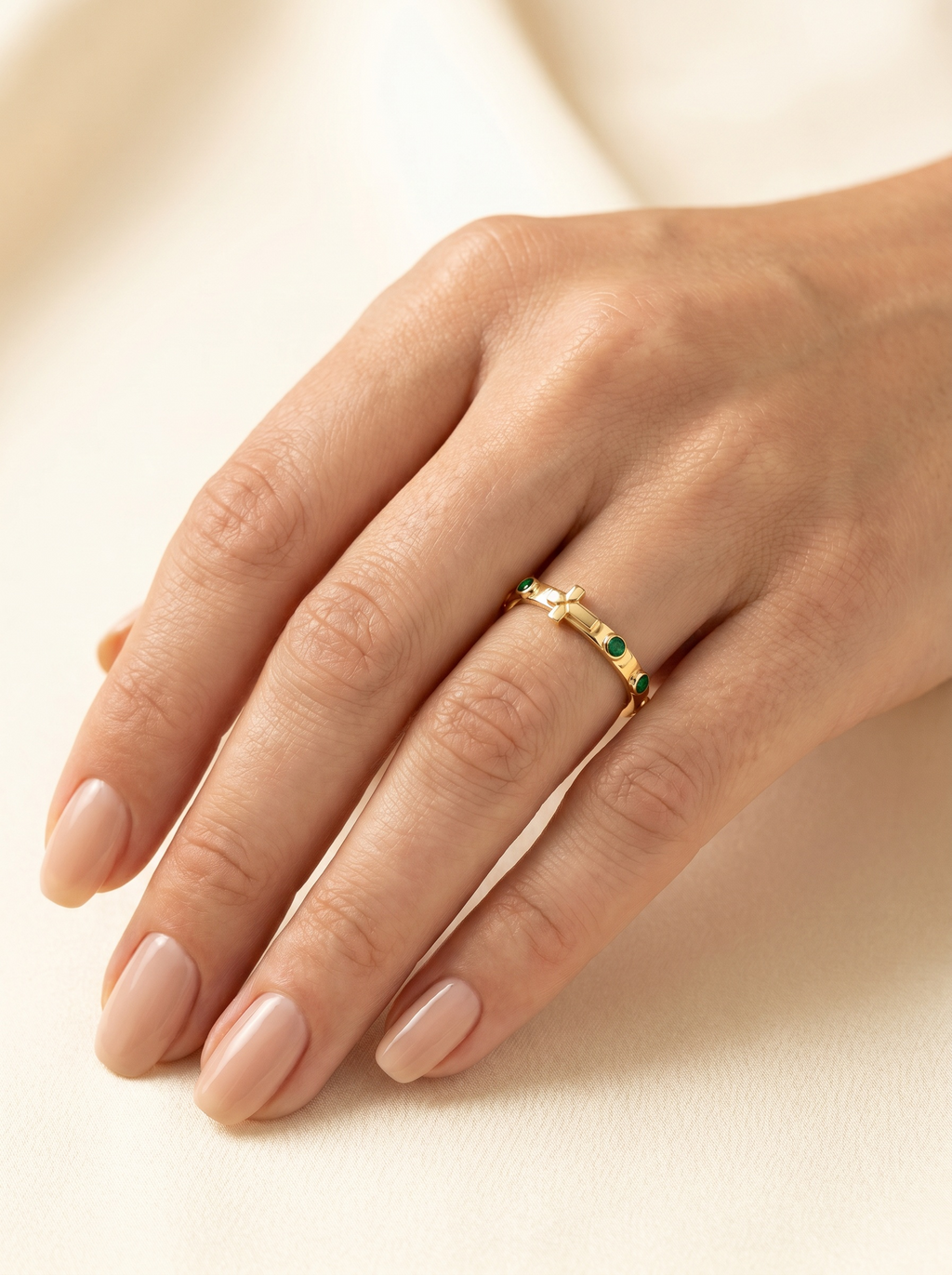 The Mater Ecclesiae Ring - 14k Gold Vermeil with emeralds