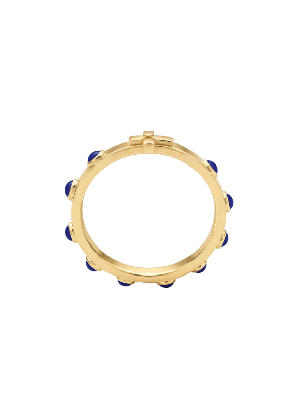 The Queen of Heaven Ring — 14k Gold & Blue Sapphire Gemstones