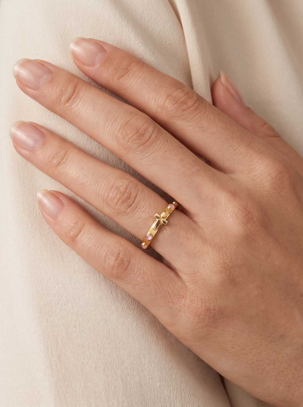 Immaculate Heart of Mary Rosary Ring - 14k Gold Vermeil