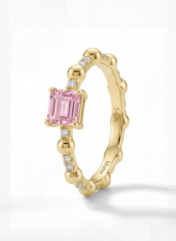 Morganite Cushion — Eternity Rosary Ring