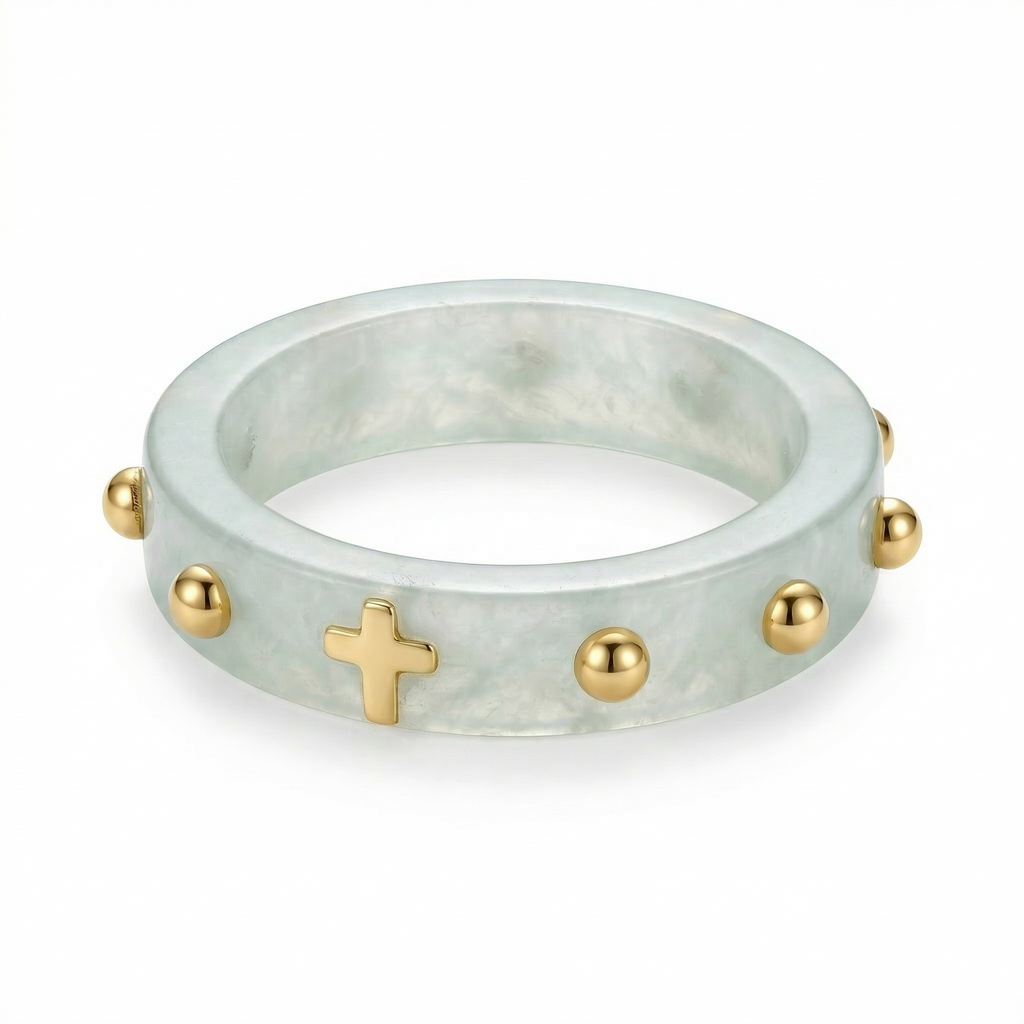Resin Rosary Ring - Light Green