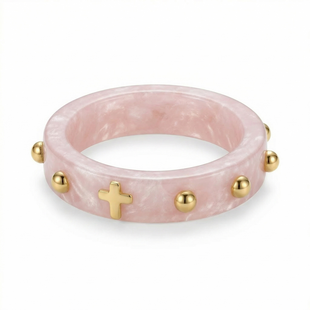 Resin Rosary Ring - Light pink