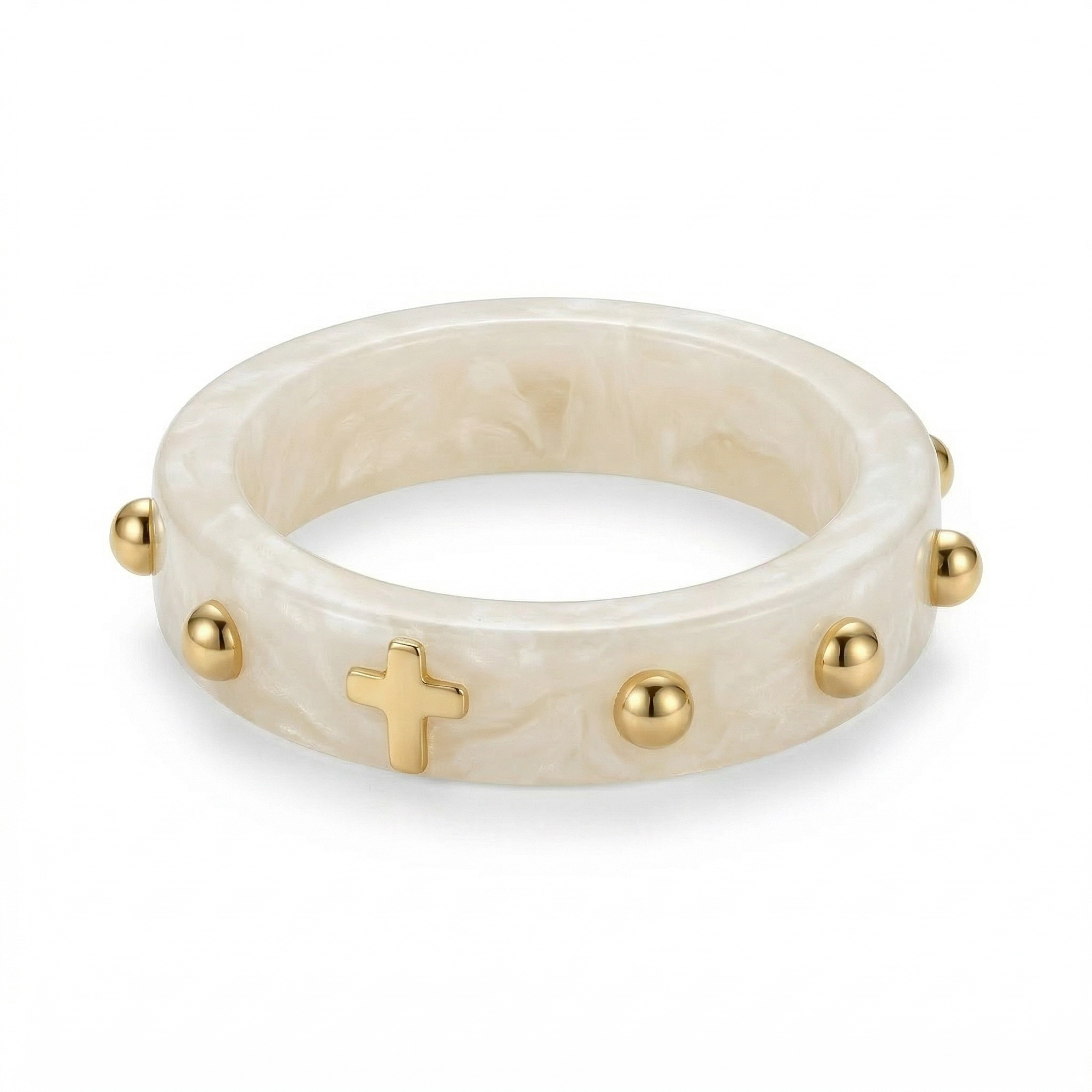 Resin Rosary Ring - White