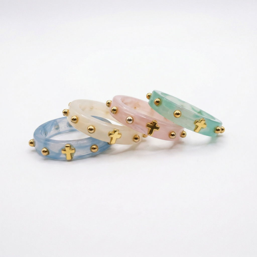 Resin Rosary Ring - Light Green
