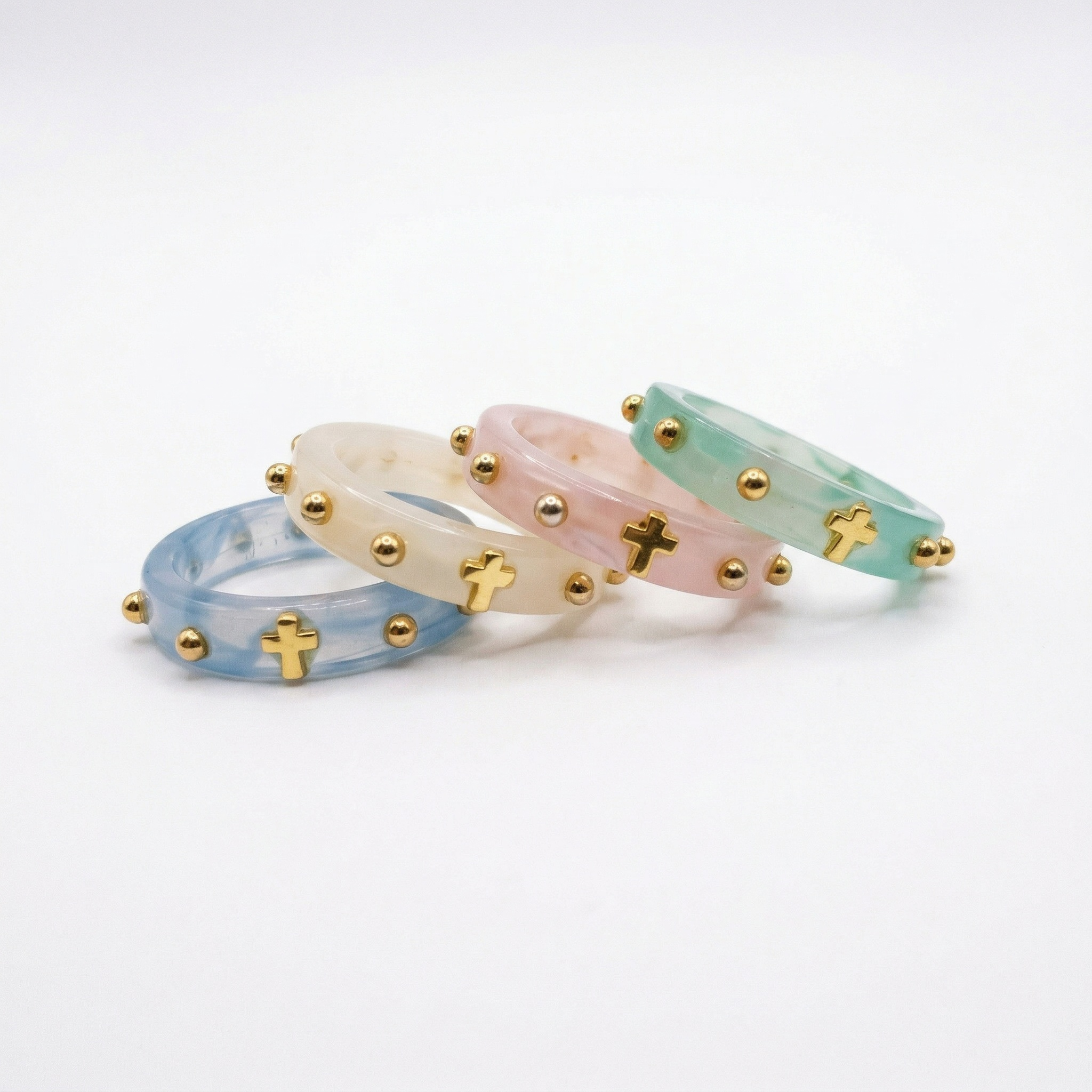 Resin Rosary Ring - White