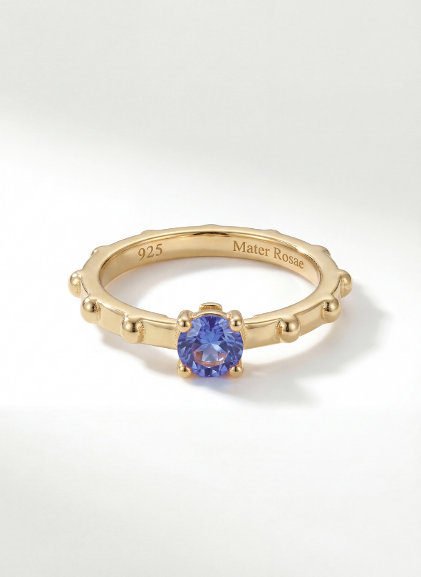 Queen of Heaven Solitaire — Gold Vermeil and Blue Sapphire