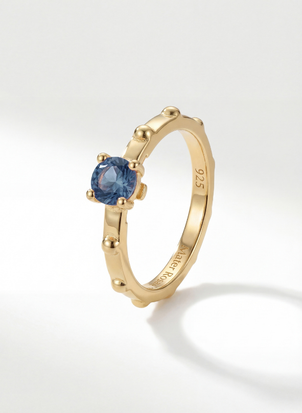 Queen of Heaven Solitaire — Gold Vermeil and Blue Sapphire