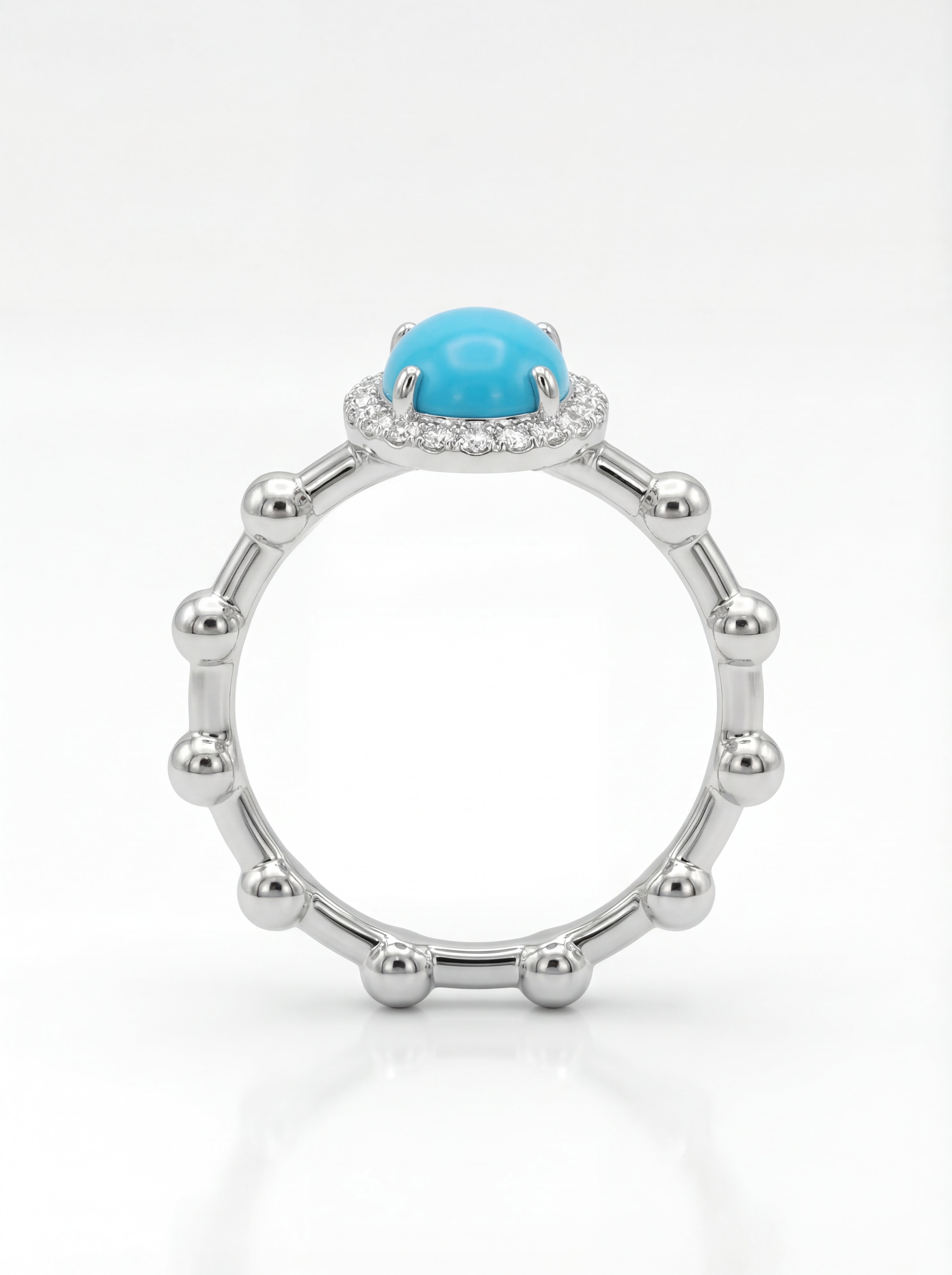 Turquoise Halo — Beaded Rosary Ring