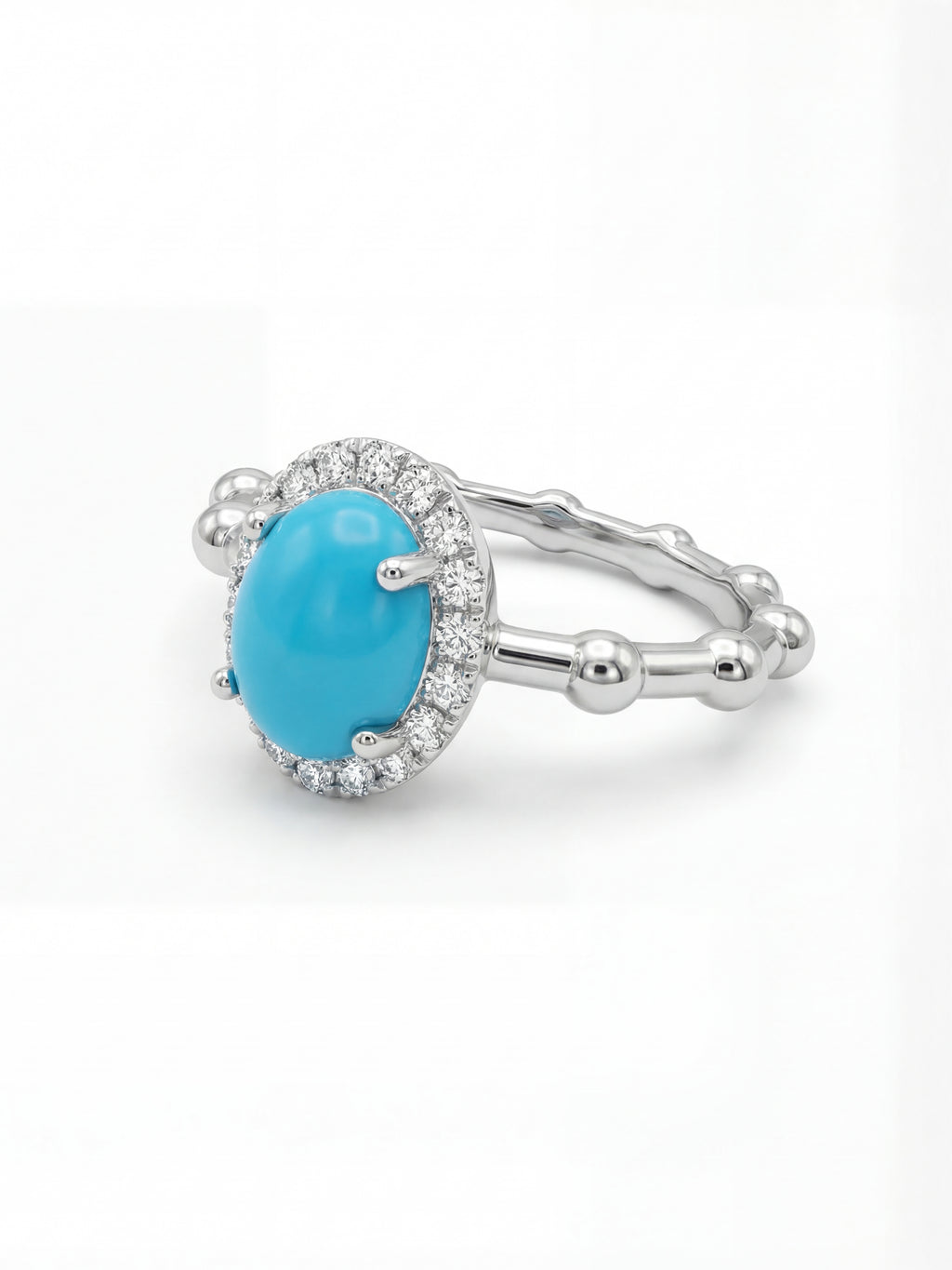 Turquoise Halo — Beaded Rosary Ring